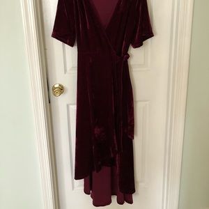 Velvet wrap dress hi/lo cut